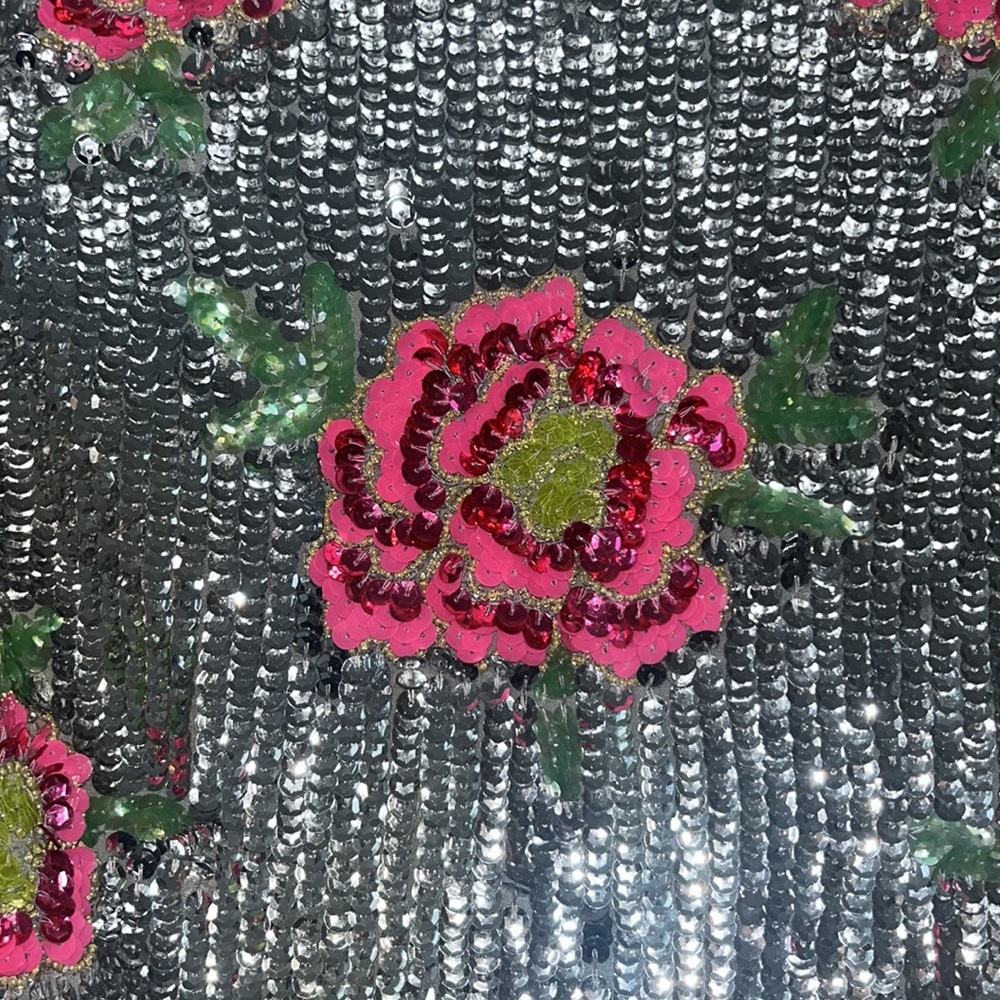 ASOS Edition blouson sleeve crop top in floral Sequin - Picture 3 of 10
